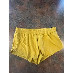 DSG Womens Mid Rise Stride Run Shorts Built-In Brief Yellow Size L